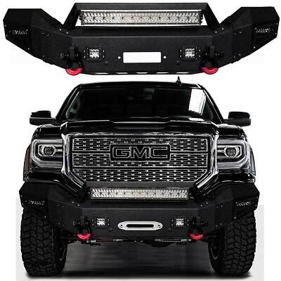 #ad Vijay Fits 2016 2018 GMC Sierra 1500 Front Bumper Textured Black With LED Lights $799.99
