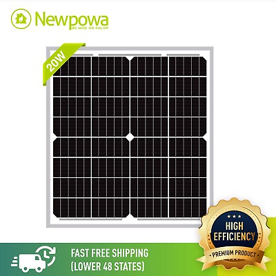 #ad Newpowa 20W Watt 12V Monocrysatalline Solar Panel for Gate Opener RV Boat Charge $33.80
