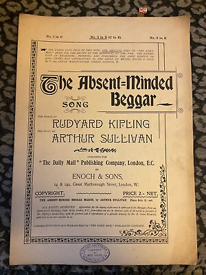 #ad The Absent Minded Beggar. Rudyard Kipling. RARE ORIGINAL MUSIC . 1899 GBP 99.99