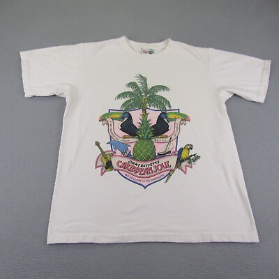 #ad Vintage Jimmy Buffett Shirt Mens Large White Caribbean Soul Single Stitch 90s $39.97