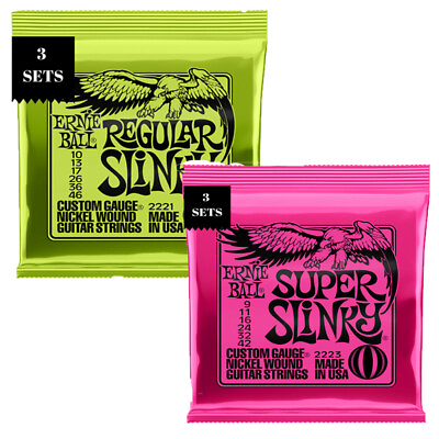 #ad Ernie Ball Slinky Kit 3x Regular amp; 3x Super Electric Guitar Strings Total 6 Sets $21.99