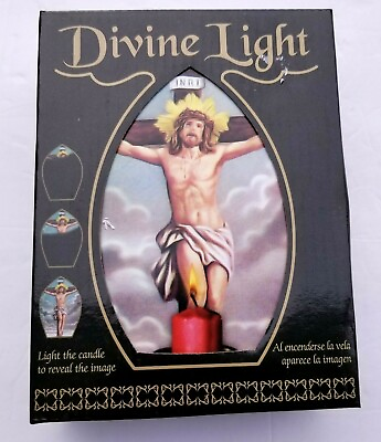 #ad Divine Light Jesus on the Cross Religious Candle Holder Bronze Reusable NEW $9.44