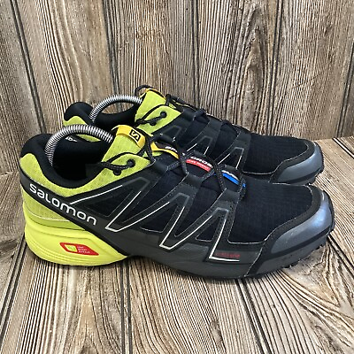 #ad Salomon Speed Cross Vario Shoes Mens 9.5 Black Yellow Trail Sneakers Outdoor $44.99