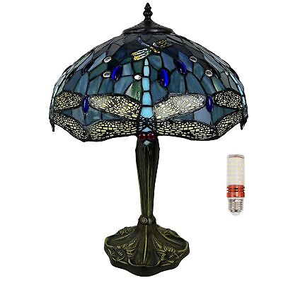 #ad Tiffany Style Table Lamp Dragonfly Style Stained Glass Bedside Lamp Antique L... $139.64