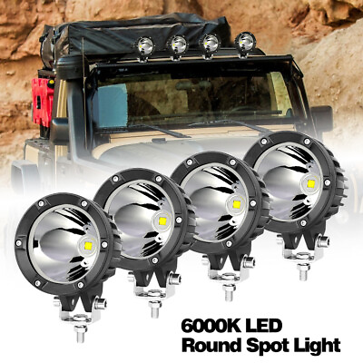 4PCS 4inch Round Off road LED Spot light Pods Driving Work Fog Lamp Front Bumper $123.49