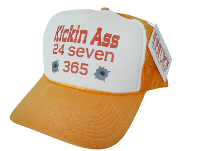 #ad Kicking Ass Trucker Hat mesh hat snapback hat yellow New Funny unworn $19.02