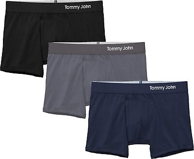 #ad Tommy John Men’s Trunk 4quot; Underwear Cool Cotton Large Black Iron Grey Navy $133.05