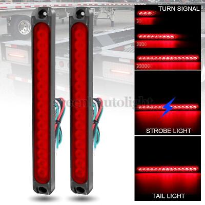 #ad 2PC Trailer Truck LED Red Flowing Stop Turn Signal Rear Tail Brake Light Strobe $15.98