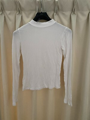 #ad Womens cotton long sleeve mock neck top shirt $4.00