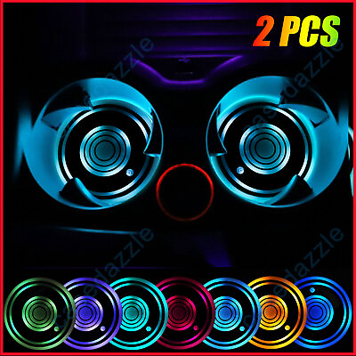 2X Cup Pad Car Accessories LED Light Cover Interior Decoration Lamp 7 Colors US $10.88