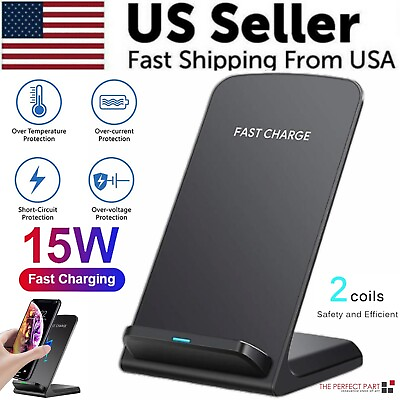 #ad Qi Wireless Fast Charger Charging Pad Stand Dock For Samsung Galaxy iPhone Phone $8.79