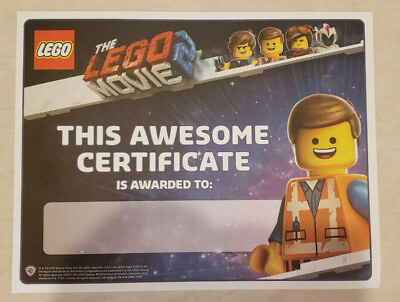 #ad LEGO Movie 2 Certificate of Awesome from Brand Retail Store $1.00