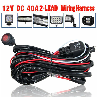 12V 40A Wiring Harness Kit Fuse ON OFF Switch Relay For LED Fog Work Light Bar $10.13