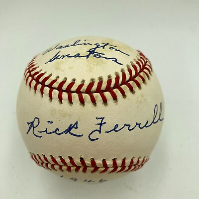 #ad Rick Ferrell Signed Heavily Inscribed American League Baseball JSA COA $149.00