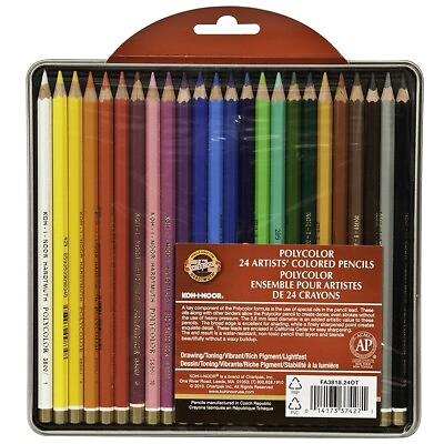 #ad Koh I Noor Polycolor Drawing Pencil Set 24 Assorted Colored Pencils in Tin and $15.00