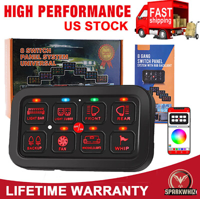 #ad RGB 8 Gang Switch Panel For LED Light Bar Electronic Relay System Bluetooth APP $115.80