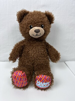 #ad Build Bear Workshop Happy Birthday Classic Brown Fuzzy Teddy 16quot; Red Candle Paws $4.99