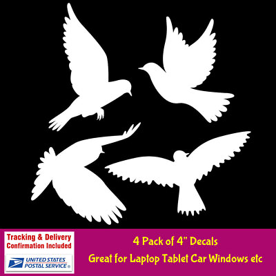 #ad Doves Flying 4 Vinyl Decals Car Window Laptop Tablet Notebook Mirror Tumbler Mug $6.20