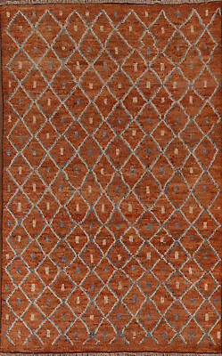 #ad Trellis Rust Wool Hand knotted Moroccan Area Rug 7x10 Dining Room Carpet $909.00