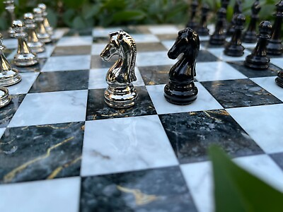 #ad New Chess Set w Classic Chess Pieces Metal Chess Set Luxury Chess Pieces $149.90