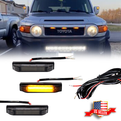 #ad 3PCS Smoke Amber LED Front Grille DRL Running Lights For 07 14 Toyota FJ Cruiser $26.99