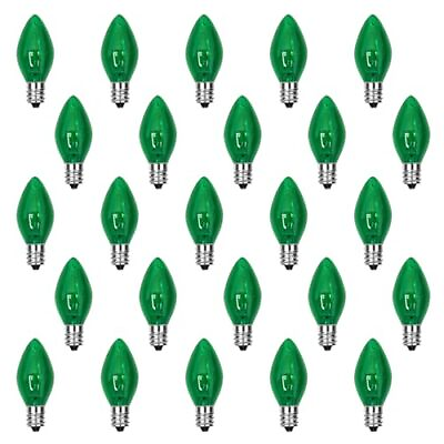 #ad 25 Pack LED C7 Green BulbsClear Green Light Bulbs 0.6Watt Dimmable E12 LED V... $19.61