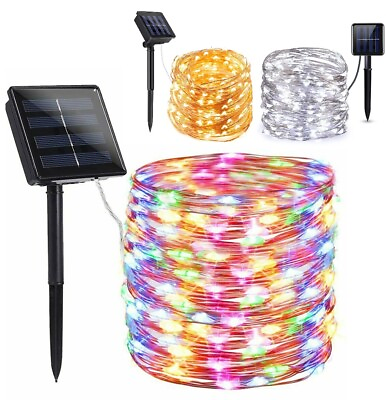 #ad 100 200 LED Solar Fairy String Light Copper Wire Outdoor Waterproof Garden Decor $7.95