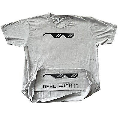 #ad Thug Life Deal With It Flip Up Men#x27;s XL Gray Short Sleeve T Shirt $5.99