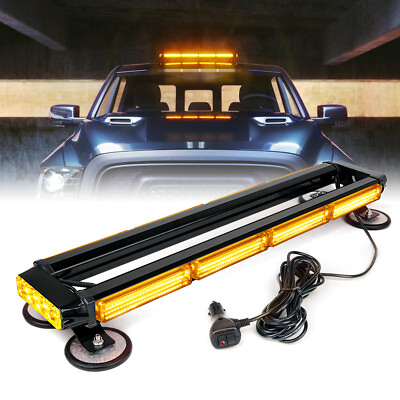 Xprite 26 Inch Amber LED Strobe Light Bar Rooftop 360 Coverage Emergency Warning $83.99