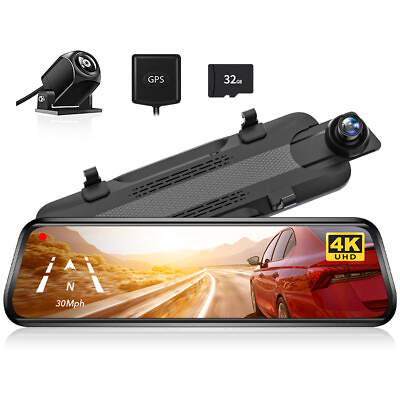 #ad WOLFBOX G930 4K 10quot; Rear View Mirror Camera Dash Cam Front and Rear for Car $86.69