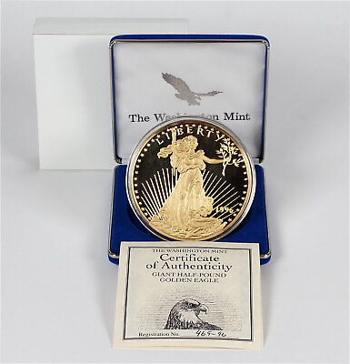 #ad 1996 Washington Mint Giant Half Pound Golden Eagle 8 oz .999 Fine Silver Round $295.00