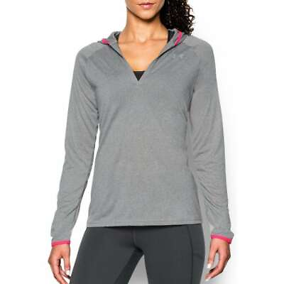 #ad Under Armour Women#x27;s X Large Tech LS Hoody True Gray Heather Harmony Red $25.00
