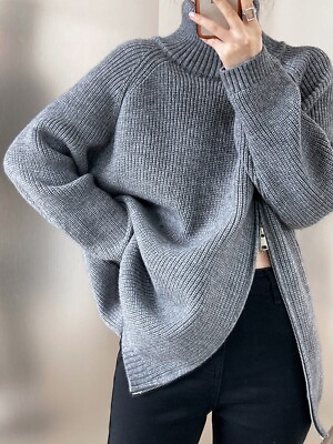 #ad #ad Women Zipper Sweater Long Sleeve Fashion Knitted Coat Casual Jumper $30.68