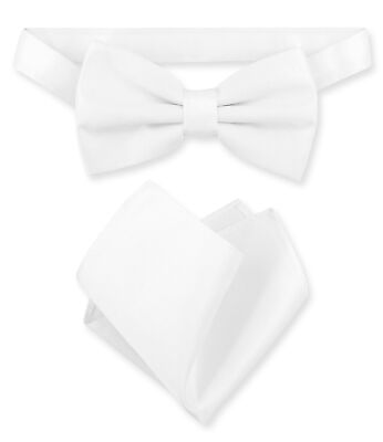 #ad Vesuvio Napoli BowTie Solid White Color Mens Bow Tie and Handkerchief $12.95