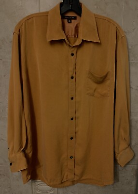#ad Saltair men’s burnt orange Washable Silk Button Front Shirt $17.00