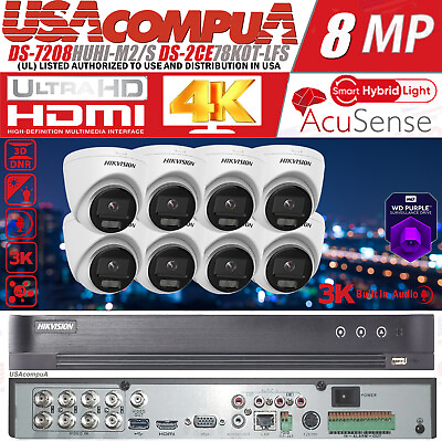 #ad Hikvision 8CH 4K Security CCTV Camera System Kit 3K Smart DuaL Light Audio Lot $389.99