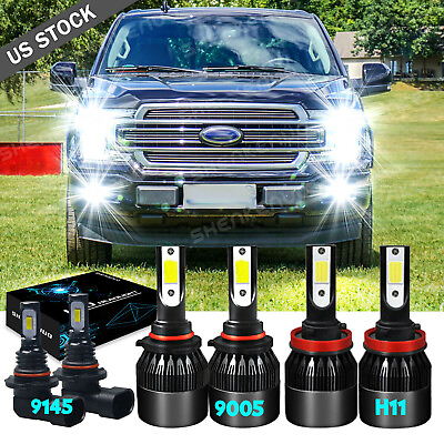 For Ford F 150 2015 2022 Front LED Headlights High Low Beam FogLight Bulbs Kit $44.73