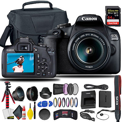 #ad Canon EOS 2000D Rebel T7 DSLR Camera With 18 55mm Lens 64GB Bag More $609.95