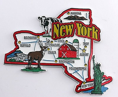 #ad NEW YORK STATE MAP AND LANDMARKS COLLAGE FRIDGE COLLECTIBLE SOUVENIR MAGNET $8.45