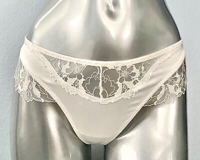 #ad Victorias Secret New Very Sexy Coconut White Embroidered Lace Trim Thong Panty $16.99