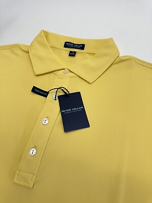 #ad NWT Peter Millar “SOUL” Performance Jersey Golf Polo Shirt Yellow Size XL $100 $69.95