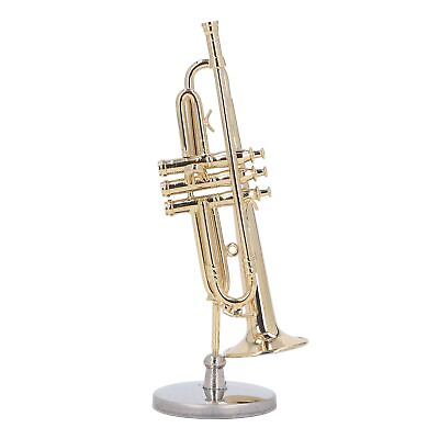 #ad Miniature Trumpet Brass Romantic Vibes Mini Trumpet Model With Stand Case FFG $18.27