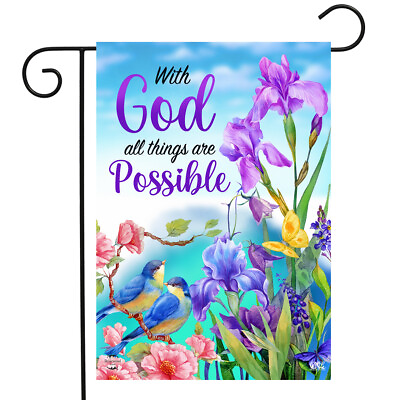 #ad With God Religious Garden Flag Inspirational 12.5quot; x 18quot; Briarwood Lane $9.86