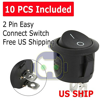 10PCS Round Rocker Switch ON OFF Toggle Round Button Boat Car Auto Switch 12V US $4.95