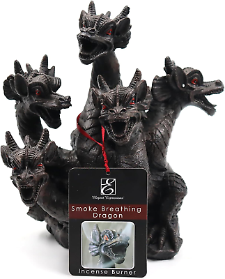 #ad Hosley 8.5 Inch High Resin Dragon Decor Statue Incense Cone Burner Smoking Drag $19.48