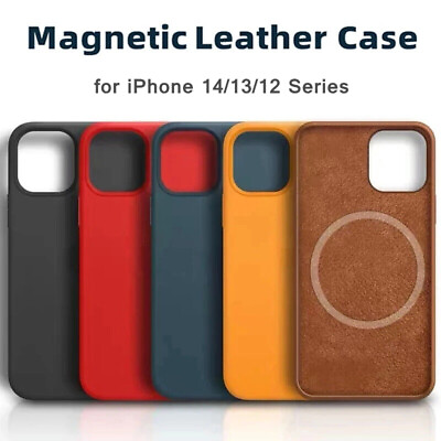 #ad Luxury Magnetic Leather Case Magsafe1 Phone Cover For iPhone 14 13 Pro Max Mini $13.99