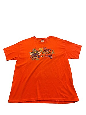 #ad Hanes Heavyweight 50 50 Halloween Bee Witching Orange Short Sleeve Shirt XL $13.50
