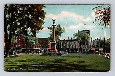 #ad Greenfield MA Massachusetts Court Square Antique Vintage c1910 Postcard $7.99