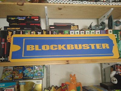 #ad BlockBuster Sign 6quot; x 24quot; Aluminium retail display Block Buster Video Games $19.99