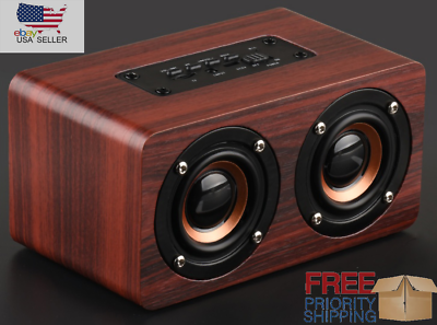 #ad Retro Wooden Bluetooth Speaker Wireless Dual 5W Loudspeakers 3D Surround Sound $30.59